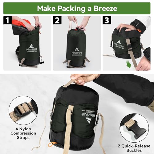 Hikenture Compression Sack for Sleeping Bag, Upgrade Anti-Tear Nylon Sleeping Bag Stuff Sack, 10L/14L/20L/30L Water-Resist...