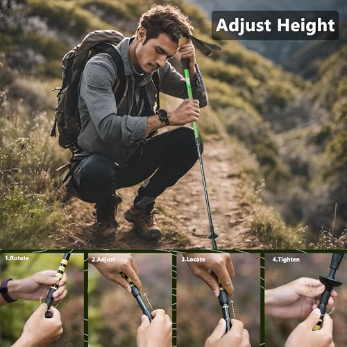 Carbon Fiber Trekking Poles, Lightweight Adjustable Hiking Poles with Cork Grips, Pair of 2 Walking Sticks Balance Support...