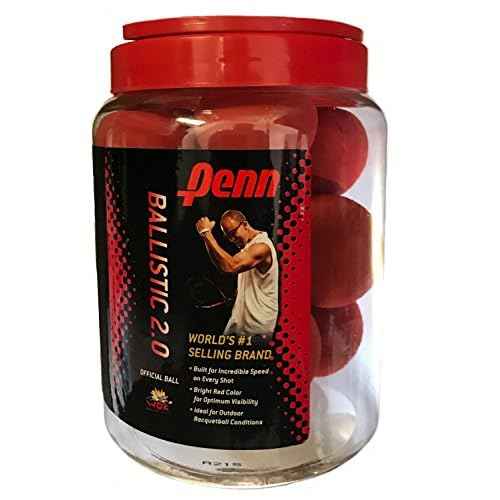 Penn Head Ballistic 2.0 Racquetballs - Red Color - Value Pack/12-Ball Jug