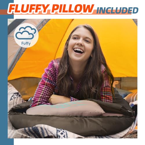 MEREZA 0 Degree Winter Sleeping Bag for Adults Kids with Pillow, Cold Weather Sleeping Bag for 4 Season Camping Hiking Bac...
