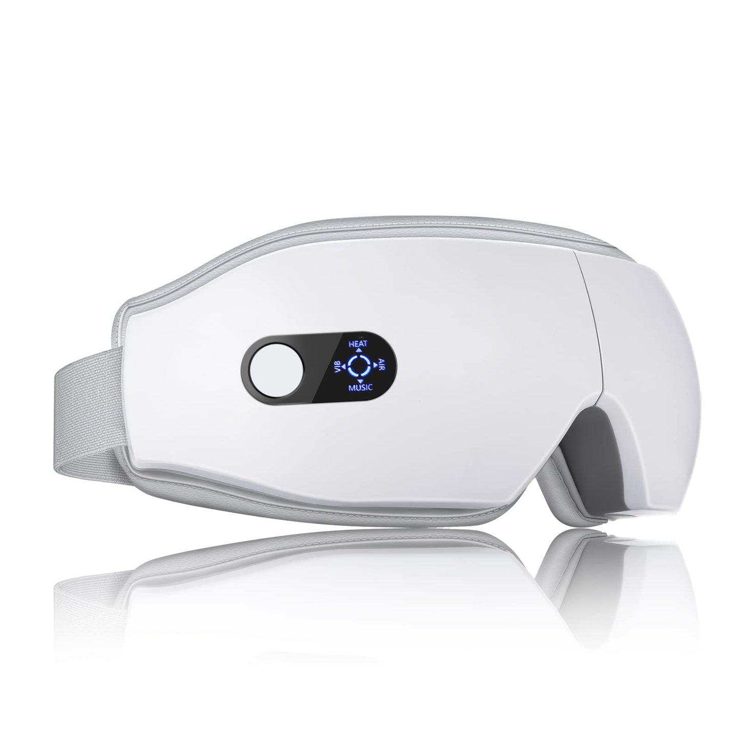 NOWWISH Eye Massager with Heat, Vibration and Bluetooth Music for Migraine Headache Relief, Cordless Heated Eye Mask with 6 Massage Modes, Relaxation -Birthday Gifts for Women Men -White