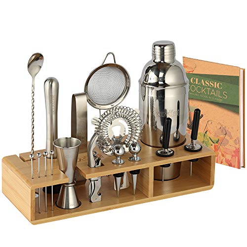 23-Piece Mixology Bar Kit Cocktail Shaker Set - Bartender Kit with Stylish Bamboo Stand - Home Bar Tools and Martini Drink...