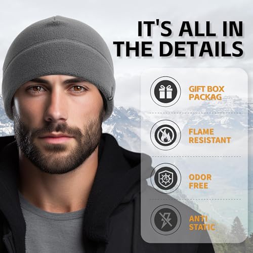 OUTDOOR SHAPING 2 Pack Tactical Fleece Cap Winter Warm Beanie Military Army Watch Cap Gift for Men Women