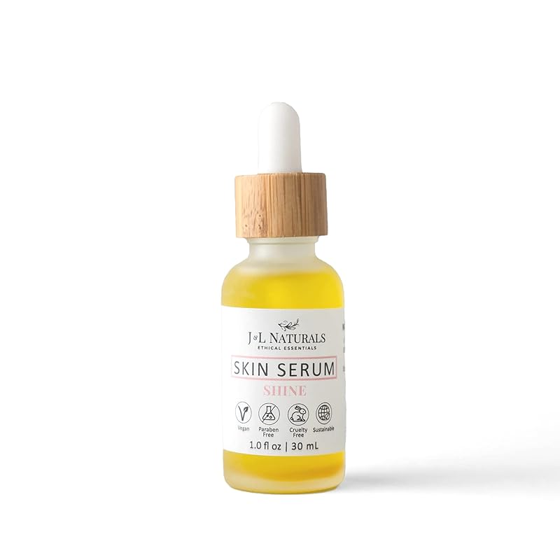 J&L Naturals | Face & Body Oil for Oily, Sensitive, Dry, Combination, Mature, & Dull Skin Types | With Jojoba Oil, Grapeseed Oil, Sunflower Oil, & More (1 Fl Oz (Pack of 1), Shine (normal, dull))