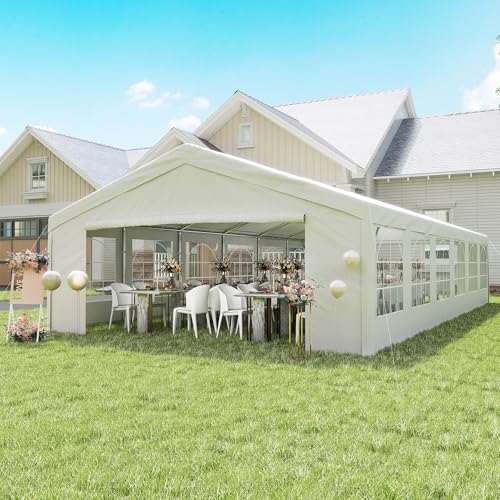Outsunny 20 x 40 ft Heavy Duty Party Tent Outdoor Gazebo Wedding Tent Event Shelter Carport BBQ with Removable Sidewalls &...