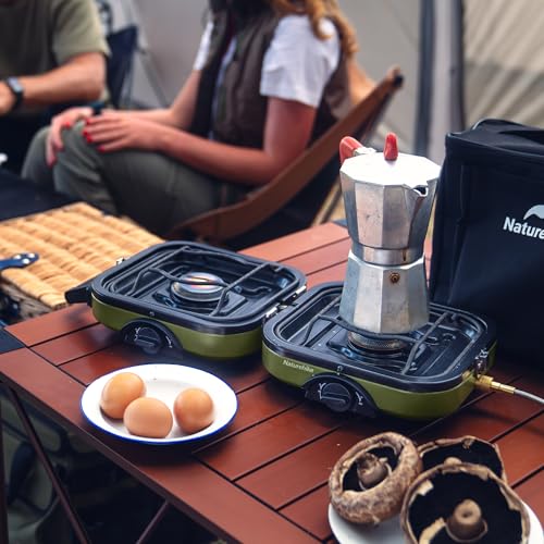 Naturehike 2 Burner Folding Camping Stove, Portable Propane Gas Stove with Carry Bag, 16000 BTU High-Performance Camp Stov...