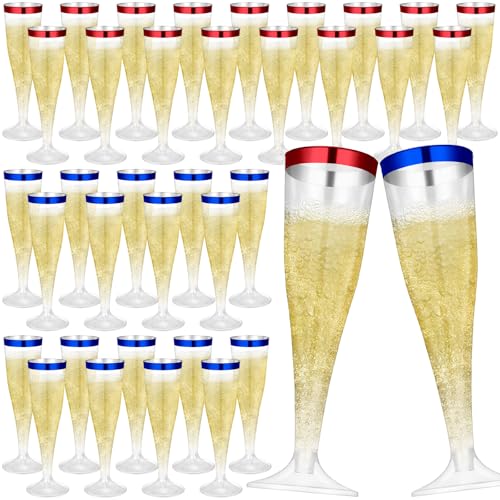 Jingmore 36 Pcs Plastic Champagne Flutes 4.5 oz Clear Toasting Glasses Cocktail Cup Wine Disposable Champagne Glass for Va...