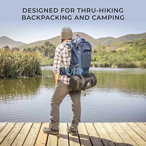 Hyke & Byke Eolus 30 F Hiking & Backpacking Sleeping Bag - 3 Season, 800FP Goose Down Sleeping Bag - Ultralight - Blue/Lim...