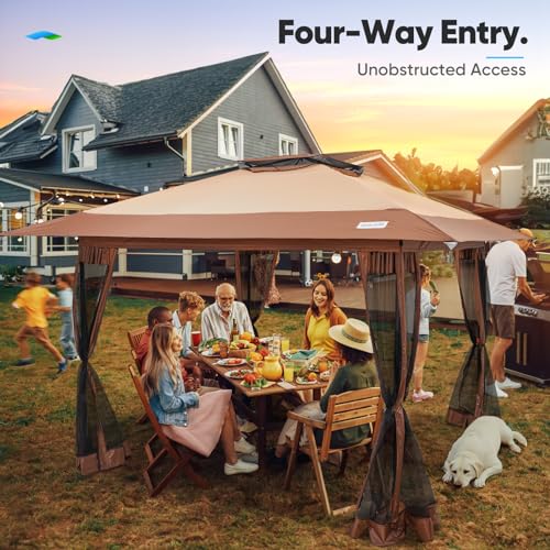 Quictent 13'x13' Pop up Gazebo Canopy Tent, One Person Set up Portable Instant Folding Shelter, Outdoor Canopy Tent with E...