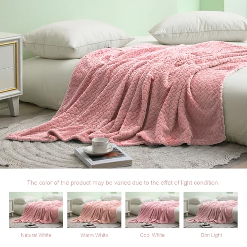 Exclusivo Mezcla Fleece Throw Blanket for Couch, 50x70 Inches Soft Cozy Jacquard Flannel Blankets, Lightweight Fuzzy Plush...
