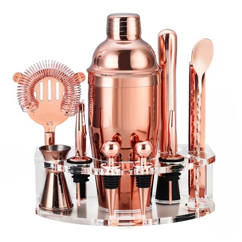Bartender Kit Cocktail Shaker Set, Stainless Steel Cocktail Kit with 12 Piece Bar Accessories, 25oz Shaker Bar Set Drink M...