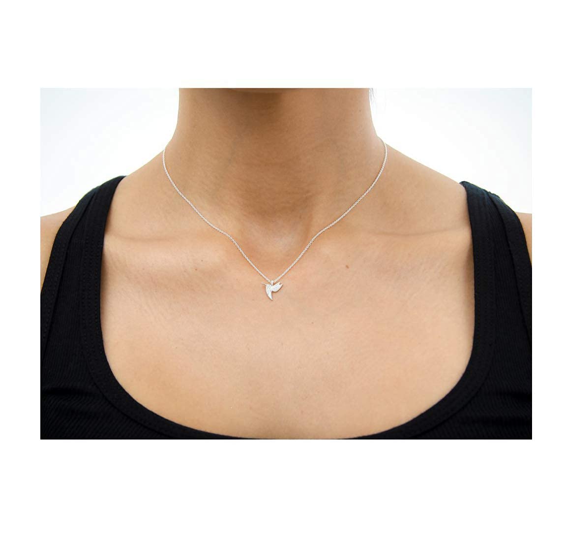 Hundred River Friendship Hummingbird Necklace Hummingbird Pendant Chain Necklace with Message Card Gift Card (hummingbird s)