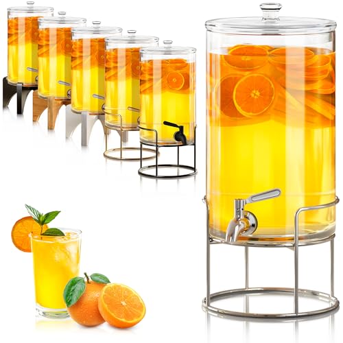 2.2 Gallon Glass Beverage Dispenser With Stand | Glass Water Dispenser With Stand | Leakproof Spigot | Ideal for Hot and I...
