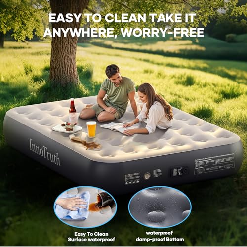 InnoTruth Queen Camping Air Mattress with Built-in Pump, Inflatable Blow up Mattress for Home & Guests, Family Choice Awar...