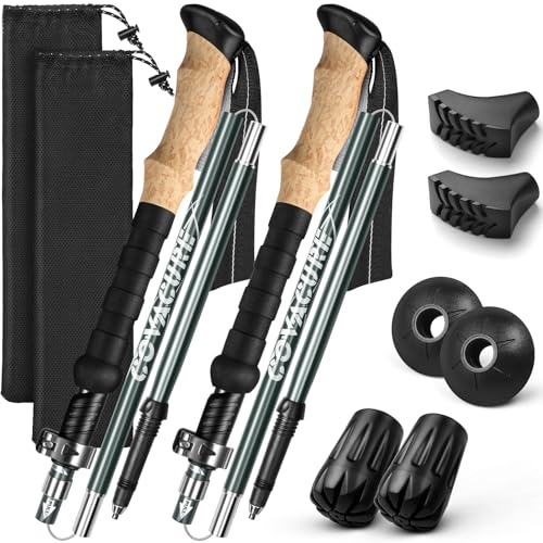 COVACURE Hiking Poles - Aluminum Alloy 7075 Trekking Poles Collapsible with Telescopic,Lightweight & Foldable Collapsible ...