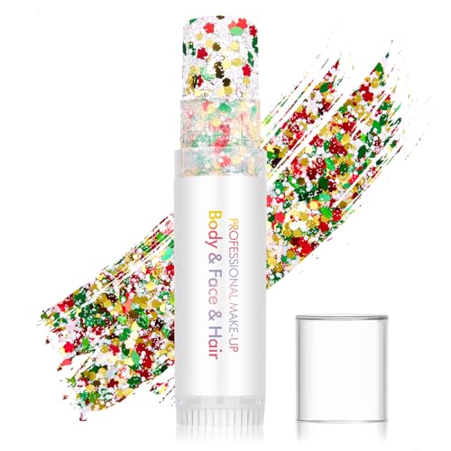 Multicolor Body Glitter Stick,Sparkling Holographic Sequins Paint Face Glitter Gel,Christmas Festival Rave Party Body Pain...