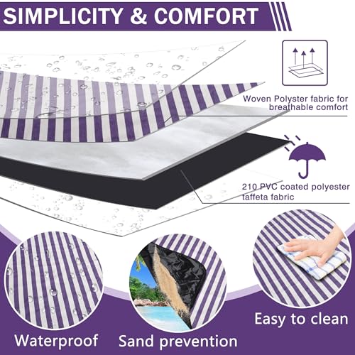 ALLBFENG 60”x 80” Picnic Blanket Waterproof and Foldable Beach Blanket, 5-Layer Outdoor Mat with Carry Strap for 6 to 8 Ad...
