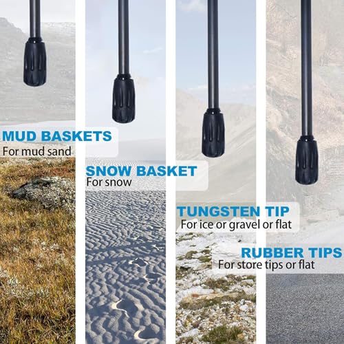 Ultralight Carbon Fibre Trekking Poles - 5-Section Adjustable Hiking Sticks with Anti-Shock Tips, Ergonomic Grips & Storag...