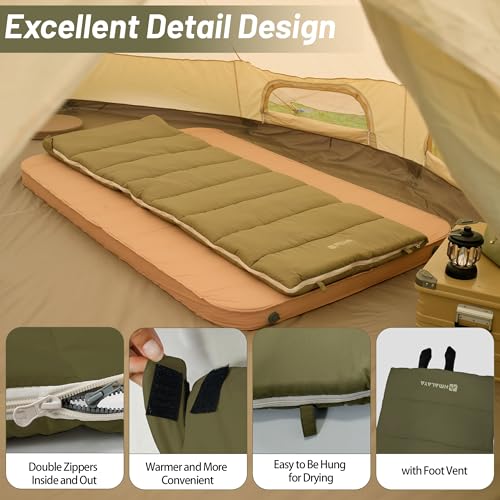 Camping Sleeping Bags for Adults, 20°F/30°F/40°F, Peached Fabric, Waterproof, Washable, Connectable, as a Blanket, Lightwe...