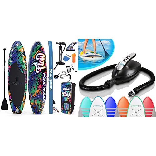 SereneLife Inflatable Stand Up Paddle Boardwith Premium SUP Accessories & Carry Bag | Wide Stance & Serene Life Digital El...