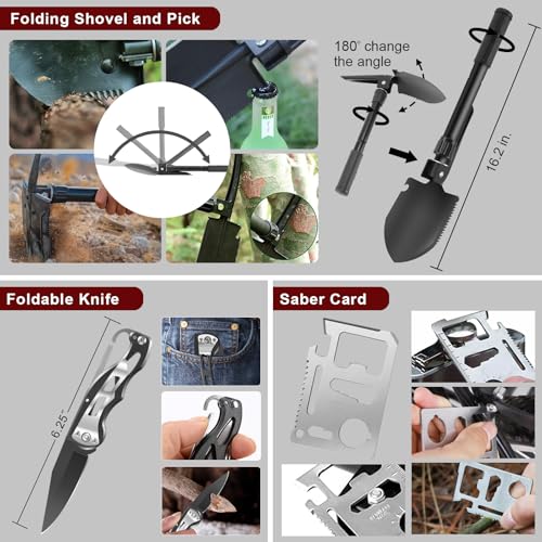 Gifts for Men Christmas - 118-in-1 Survival Kits - Military-Grade Survival Gear for Outdoor Adventures, Disaster Preparedn...