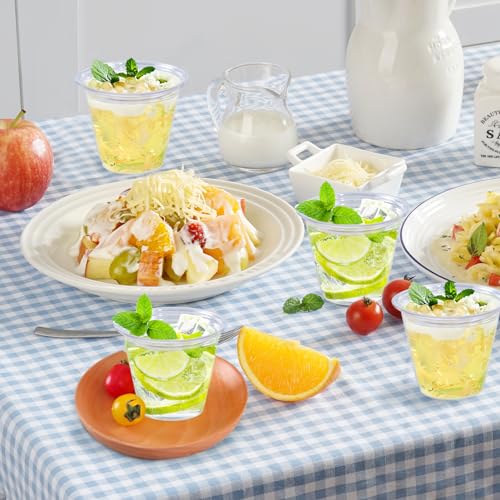 Lamosi 100 Pack 9 oz Clear Plastic Cups, Disposable Cups Wine Cocktail Punch, Sturdy & Food Safe Plastic Cup for Party & W...
