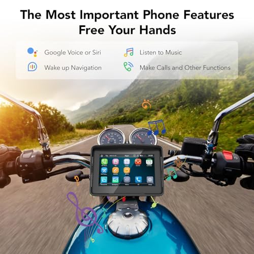 YCV Motorcycle Carplay Screen, Wireless CarPlay & Android Auto for Motorbike, Carplay Motorcycle GPS Navigation, 5" IP67 W...