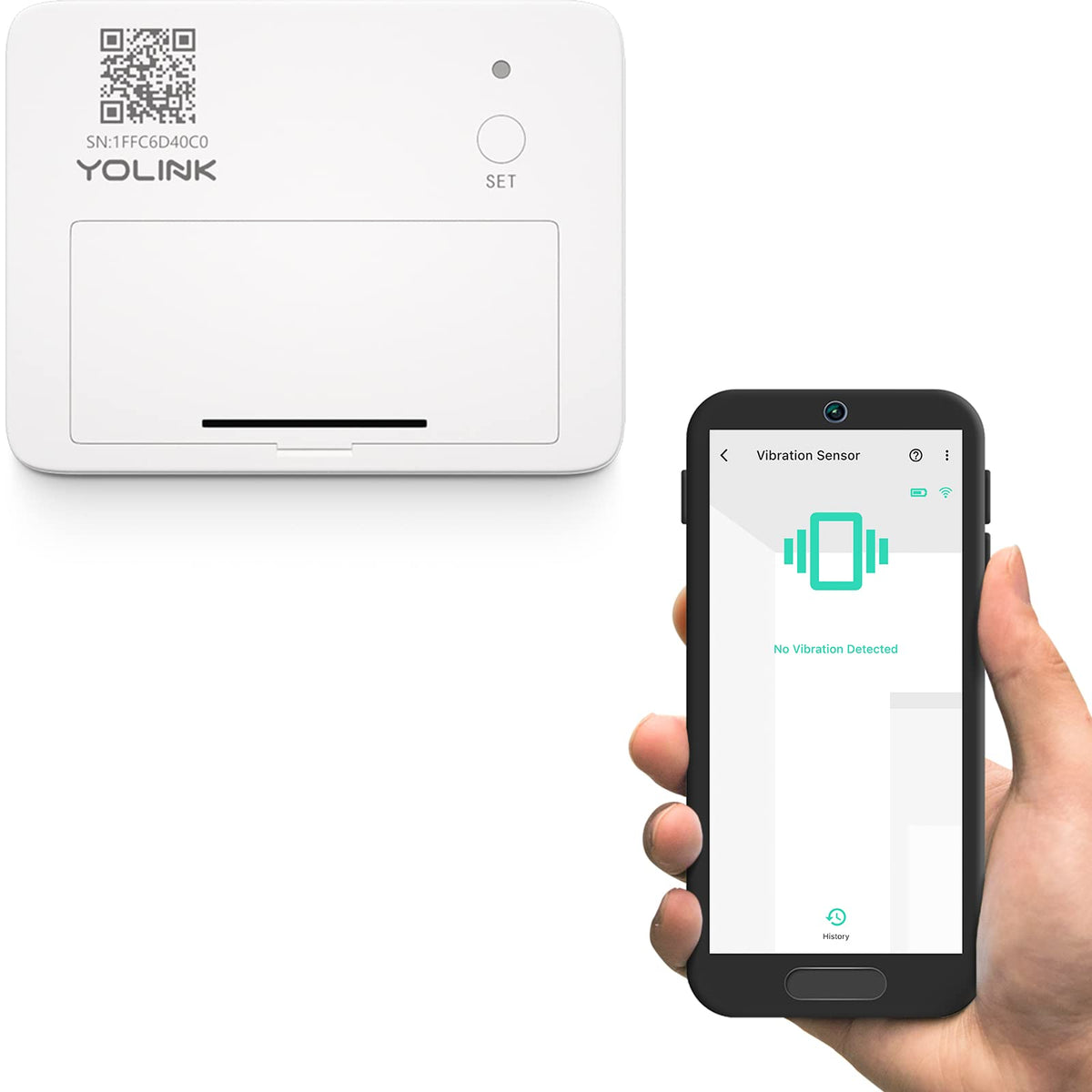YoLink LoRa Smart Vibration Sensor; Smart Shock, Glass Break, Tamper, Movement Detector, Generator Running, Email/SMS/Push Alerts, 1/4 Mile Open Air Range, Alexa, Hub is not Included