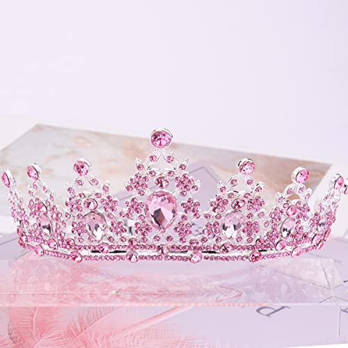 Didder Pink Crystal Tiaras for Women, Princess Crown with Comb Wedding Tiaras and Crowns for Women Tiaras for Girls Birthd...