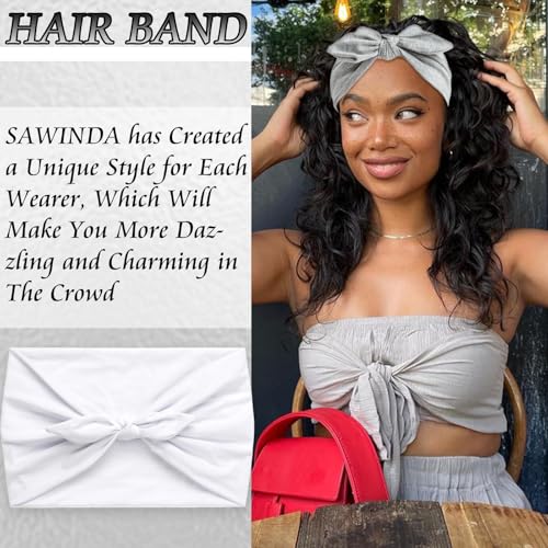 SAWINDA 3Pack Black Bow Headbands for Women Boho Wide Head Bands for Women's Hair Valentines Non Slip Elastic Hair Bands S...