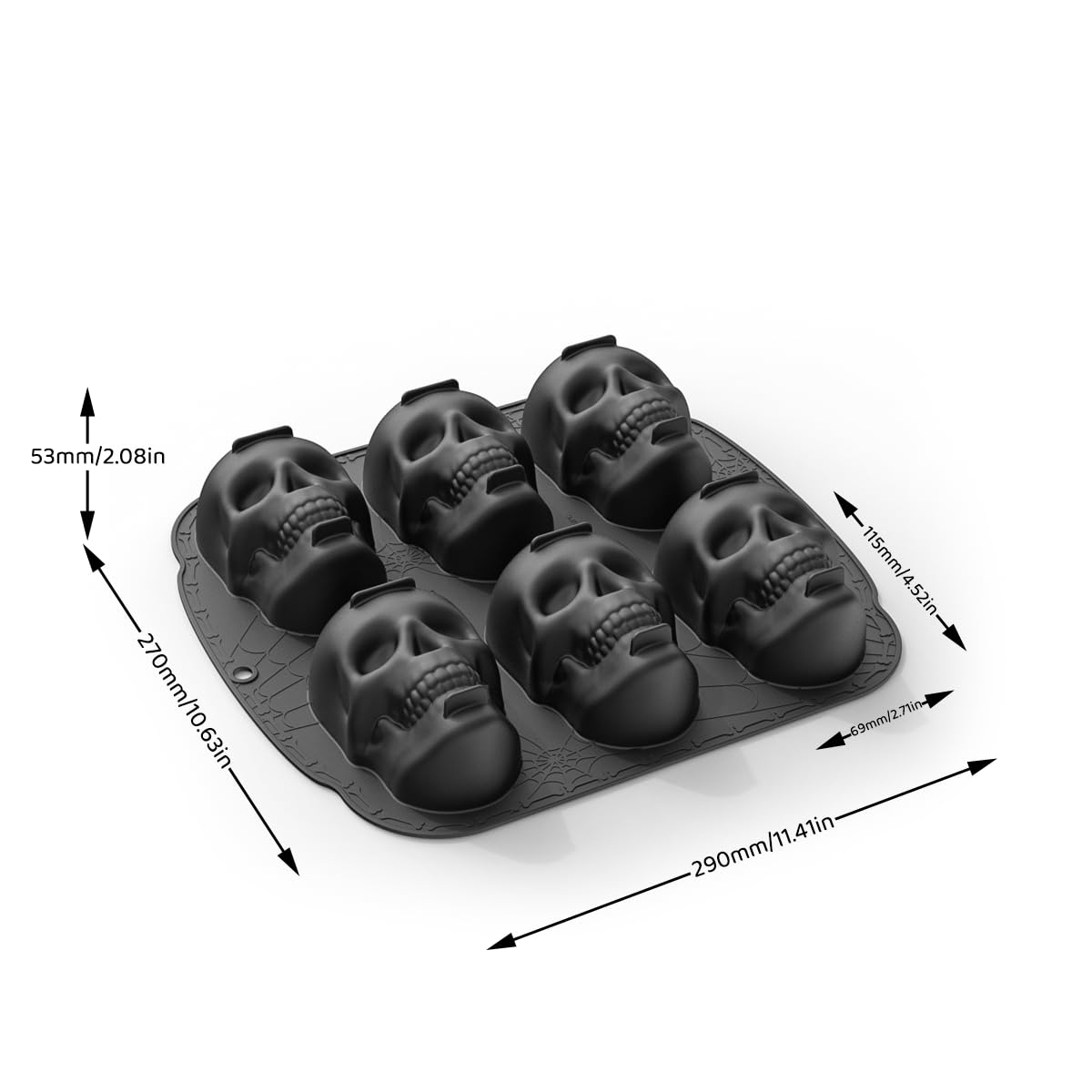 Skull Cake Pan Silicone Mold, Halloween Skull Cake Pan Silicone Mold,Suitable for Halloween birthday party ice cube baking