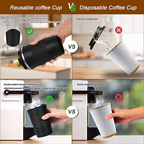 YINBAOGE Insulated Travel Coffee Mug, Spill & Leak Proof, Portable To Go Camping Stainless Steel Coffee Tumbler, Reusable ...