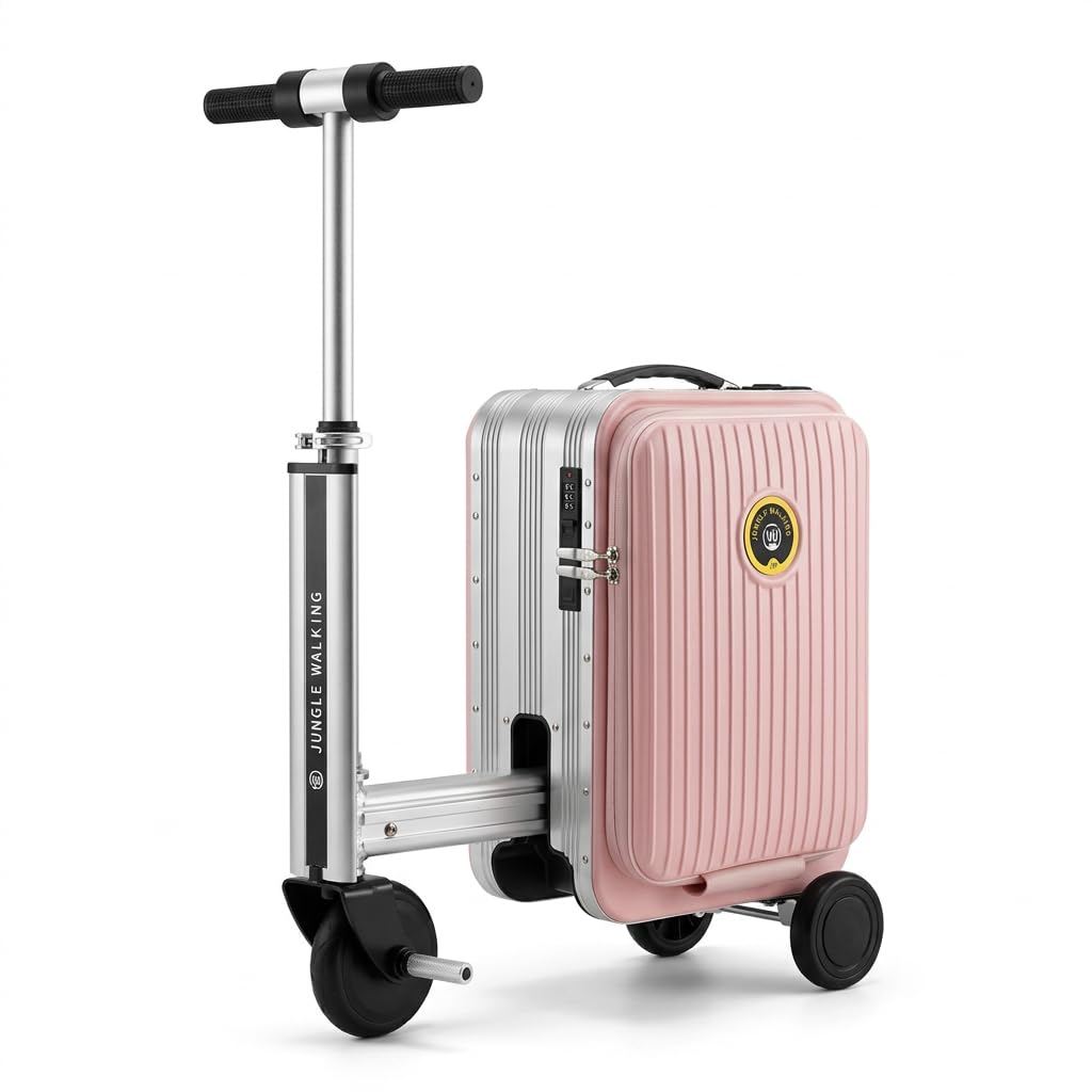 Pink Rideable Suitcase for Adults & Kids, 20" Carry On Electric Luggage with 250W Motor, 8 MPH, 5 Miles Range, Removable 93.6Wh Battery, TSA Lock, USB Charging, Max Load 240 lbs
