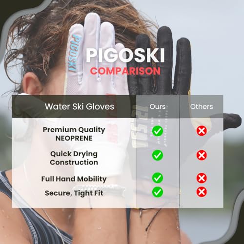 PIGOSKI GMS Light Weight Water Ski Gloves UV Protection Fishing Gloves for Men and Women