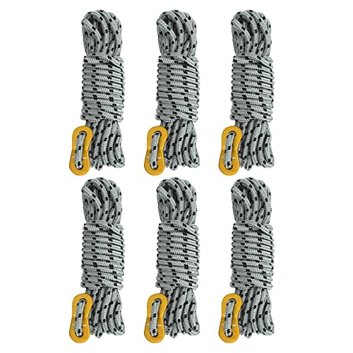 GEERTOP 6 Pack 5 mm Guy Lines Ultralight Tent Cords with Aluminum Adjuster Tensioner Outdoor Camping Guylines Ropes for Te...