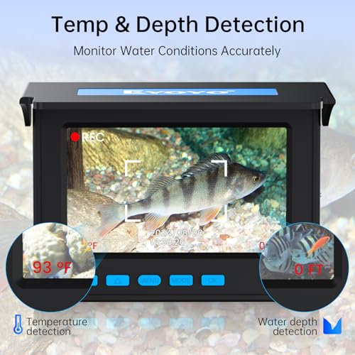 Eyoyo Underwater Fishing Camera, 4.3 Inch Fishing Camera DVR, Portable Fish Finder, 8-Hour Battery, Infrared Lights, Tempe...