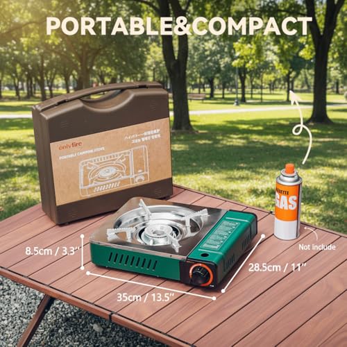 ONLYFIRE OUTDOOR LIVING Butane Gas Stove with Carrying Case, Small Portable Camping Stove for Patio Cooking Camping Hiking...
