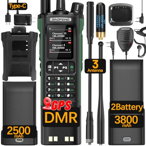 BAOFENG DM32 DMR Radio Ham Radio Handheld Long Range Walkie Talkies Rechargeable 2500/3800mAh Battery GPS DM-32UV Digital ...