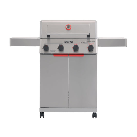 Monument Grills 4 Burner Stainless Steel Propane Mesa 2 Gas Grill, 500°F in 5 Mins, 525 sq.in, 37,000 BTU, with Broil Zone, Foldable Side Shelves, Knob Controls, Built in Thermometer, Mesa II 410BZ