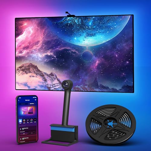 Ailofy Smart TV LED Backlight with Camera for 75-85 inch Screens, 16.4ft LED Strip Lights Sync to Screen& Music, Color Cha...