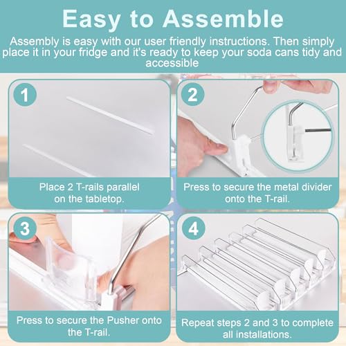 Drink Organizer For Fridge - Fridge Organizers Self Pushing Drink Dispenser, Drink Dispenser for Fridge w/Smooth Spring & ...
