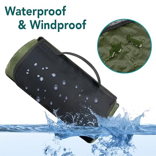 SUN CUBE Large Waterproof Camping Blanket, Fleece Quilted Stadium Blanket for Cold Weather, Windproof Foldable Outdoor Bla...