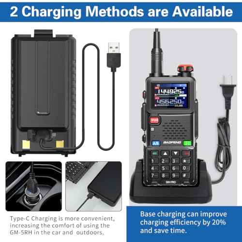 Baofeng Radio Ham Radio 5RH PRO GPS 10W Long Range Handheld Two Way Radio NOAA Weather Receiver 2500mAh Rechargeable 5RM Upgrade Walkie Talkies with USB-C Charger for Survival Gear Hunting,2 Pack