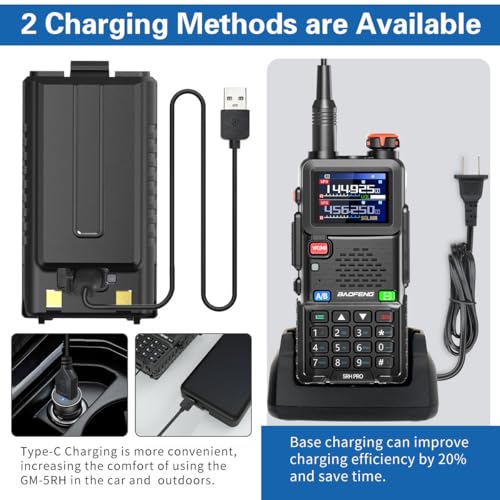 Baofeng Radio Ham Radio 5RH PRO GPS 10W Long Range Handheld Two Way Radio NOAA Weather Receiver 2500mAh Rechargeable 5RM U...