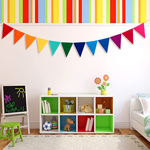 Outus 6 Sets Rainbow Pennant Banner Flags Garland Multicolor Bunting String Triangle Flags Bulk DIY Bunting Garland for Ca...