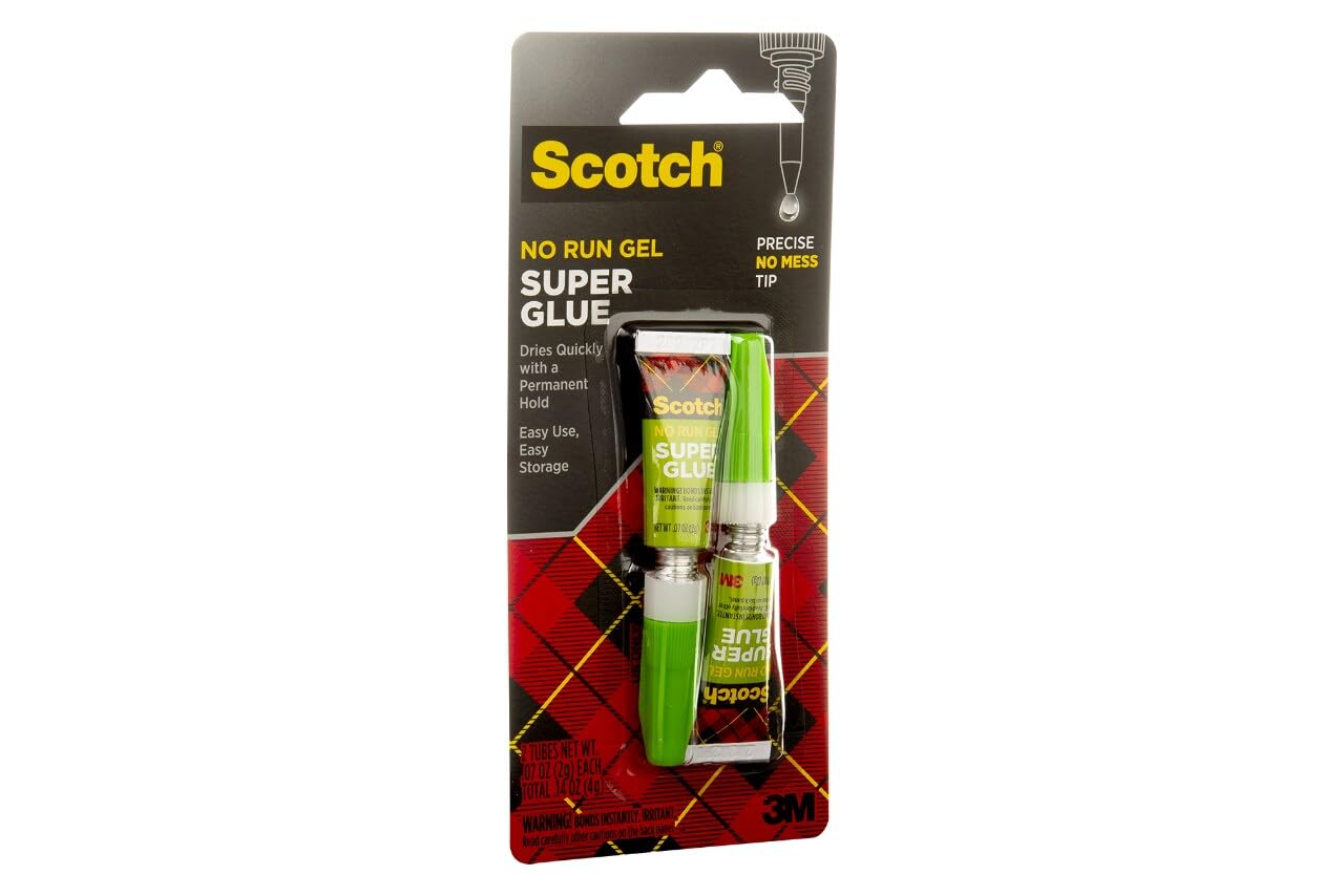 Scotch Super Glue Gel, .07 oz, 2-Pack, Dries Quickly with a Permanent Hold (AD112)
