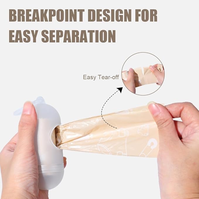 Diaper Bags Disposable for Baby, Biodegradeable Dirty Diaper Bags (8 Refill Rolls/120 Bags) with Dispenser, Leak Proof Diaper Trash Bags, Baby Poop Bags, Lavender Scent