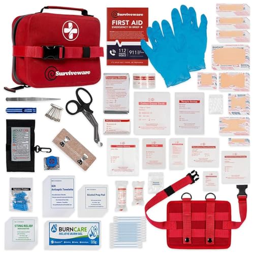 Surviveware 184 Pcs Comprehensive Waterproof Premium Survival First Aid Kit - Medical Emergency Kit for Travel Camping Gea...