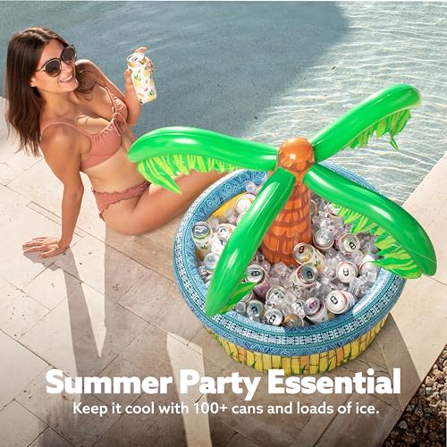 JOYIN 28” Inflatable Palm Tree Cooler, Luau Hawaiian Tropical Beach Themed Party Decorations, Blow Up Palm Trees Cooler Ou...