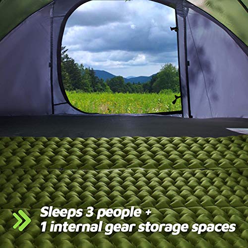 4 Person Easy Pop Up Tent,9.5’X6.6’X52'',Waterproof, Automatic Setup,2 Doors-Instant Family Tents for Camping, Hiking & Tr...